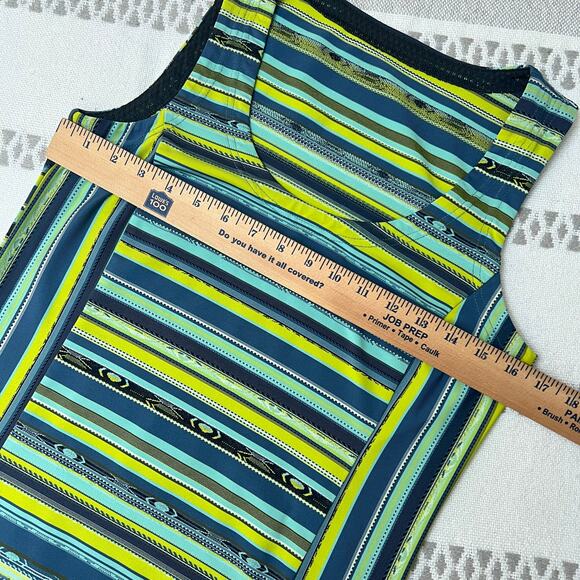 Royal Robbins Green Blue Striped Sleeveless Performance Hiking Activewear Tank - Picture 5 of 9